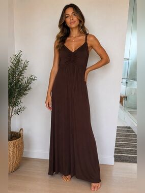 BCBGeneration Chocolate Brown Maxi Dress Size M